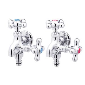 국산 양갈래 수도꼭지 발코니 베란다 2구 두갈래 수전