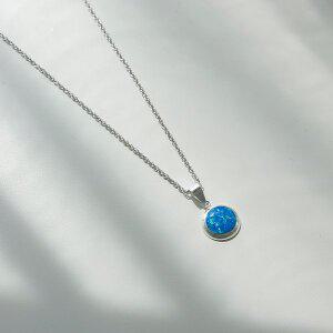 [제이로렌] 10월탄생석 블루오팔실버목걸이 N0919_1