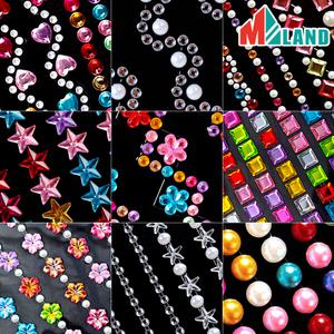 스티커 비즈 큐빅 보석 DIY 데코 장식 꾸미기 진주 꽃무늬 사각 별 비즈스티커