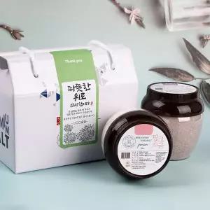 [화산수천일염]핑크소금 500g+아로니아소금 400g 선물세트