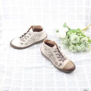 지쎄수제화 양가죽 꽃레이저 하이탑 스니커즈4.5cm발편한 운동화-255빅