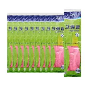 크린랩 고무장갑 천연라텍스 고무장갑 분홍 특대 10개