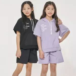 [보리보리/모데쯔]주니어 여름 후드 반팔 상하복 등교 초등학생 10대