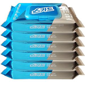 스카트 주방,식탁 전용 물티슈 캡형 40매x6개 / 유한킴벌리