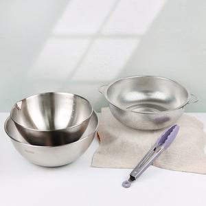 퀸센스 스텐 펀칭볼 믹싱볼 3종 세트 계량 대야 채반 튀김망 업소용 소쿠리 바구니 채망 (29 24 28cm)