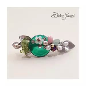 동그란 옥 브로치 - 비취색 / 한복 전통 결혼 결혼식 돌 칠순 팔순 고희 행사 잔치 혼주