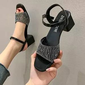 [기타브랜드]A58 5cm 여성 샌들 큐빅 힐샌들 하이힐 슬리퍼 정장