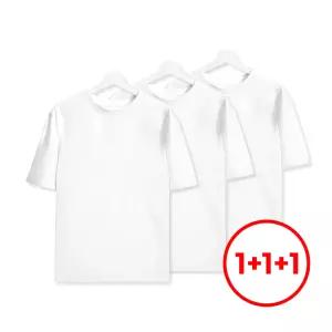 3PACK 순면 100% 레이어드 반팔티 화이트