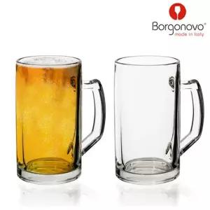 맥주잔 유리컵 480ml 2P 업소용 가정용 손잡이 투명 호프잔