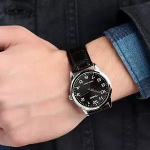 카시오 MTP-V001L-1B 남성 가죽 시계