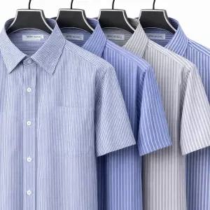 반팔 줄무늬 스트라이프 와이셔츠 S(90)~5XL(140) 프리미엄 일반핏 남자 남성 빅사이즈