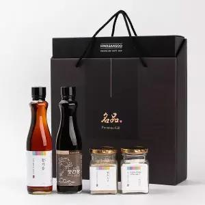 [화산수천일염]참기름+맛간장+구운소금 2종 선물세트