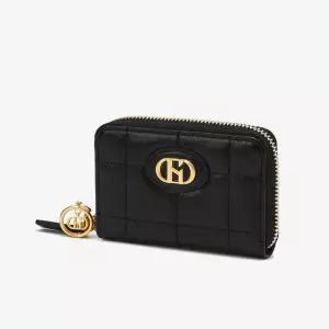 [헤지스](센텀시티점)[HAZZYS ACC] [H20] 퀼팅 블랙 가죽 지퍼 카드지갑 동전수납 HIHO3F755BK