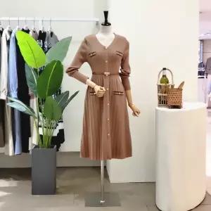 [대구백화점] [4CUS]벨티드 플레어 브이넥 롱원피스(FW3J7OP01698)