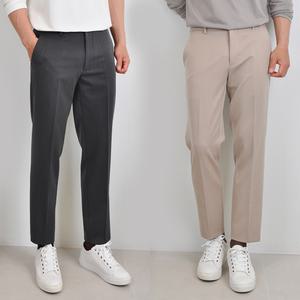 [준옴므]봄상품 솔리드 슬랙스 남자 9부 바지 부분 밴드 남성 팬츠