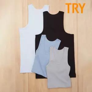 [TRY]트라이 남성 민소매 컬러런닝 검정나시 회색나시 무지 남자나시 순면 기본런닝 TMRSG50 1매입