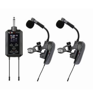 ELCID HS-EM66 SS (2채널 색소폰 무선 마이크 2개 세트) 충전 마이크 관악기용 클립 클립형 클라리넷 플룻 오보에 핀형 케이스 반주기