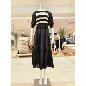 [롯데백화점]르니앤맥코이 벨티드 단가라 니트배색 원피스 MM09OP001HJY