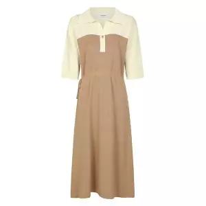 [하프클럽/레코브](레코브) 배색 카라 니트 반팔 원피스(LC31C5KO505X)