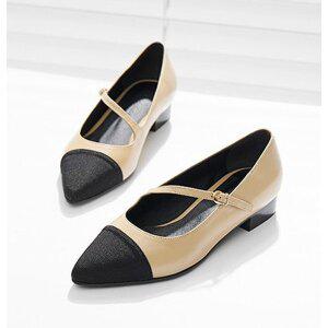 [지젤슈즈]언발스트랩 배색 플랫슈즈/[4764]