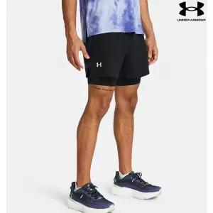 [언더아머](하남점)남성 UA 론치 투인원 5인치 쇼츠 1382640-001 블랙 헬스 운동 반바지