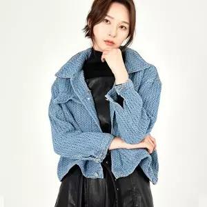 [유니케]가죽카라 니트 청 자켓