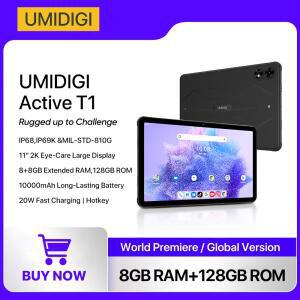 UMIDIGI 액티브 T1 스마트 러기드 태블릿, AI 얼굴 잠금 해제, 11 인치, 2K HD, 안드로이드 13 Unisoc T616