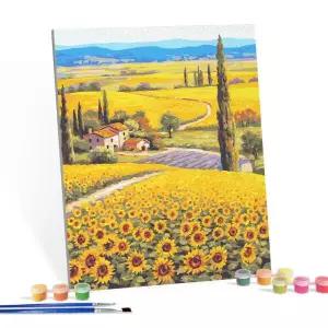 [아트박스]/아이러브페인팅 DIY캔버스형 그림그리기 40x50cm 해바라기와 작은집
