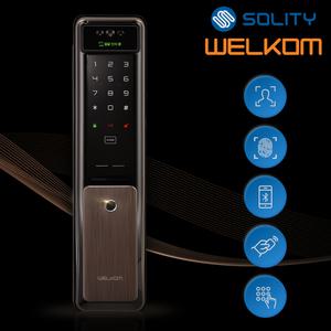 솔리티 웰콤 3D 얼굴인식 푸시풀 WSP-2900A플러스 안면+지문인식+카드키2개+번호키 4WAY 블루투스(옵션) 0초 즉시잠김 0.9초지문인증 푸시바잠금 내부이중잠금  현관문 디지털도어락