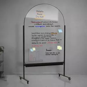 아치형 이동식 투명유리칠판 1000x1500mm 블랙색상