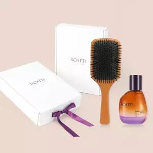 [JMW][Gift_선물세트] 엔젤링 헤어케어 JMW 패들 우든 브러쉬 + 로아띠 헤어오일 80ml 기획세트