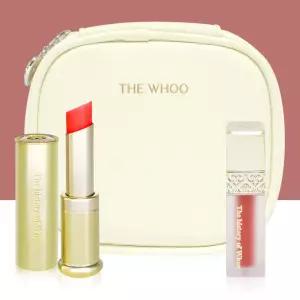 더 후 공진향 미 궁중동안립밤 기획 세트 (아이보리 파우치) (로얄레드, 오렌지)