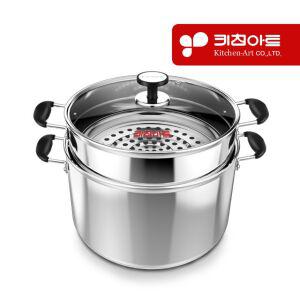 키친아트 아티스트 2단 찜기 스텐찜냄비 3중바닥 인덕션가능 24cm