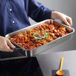 [키친아트] 통3중 스텐304 로스트팬 45cm 인덕션 대형 사각 후라이팬