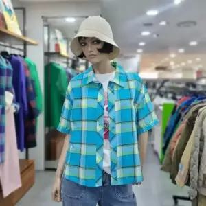 베네통/애플아울렛/마 혼방 판다 체크 블라우스/BABL56431