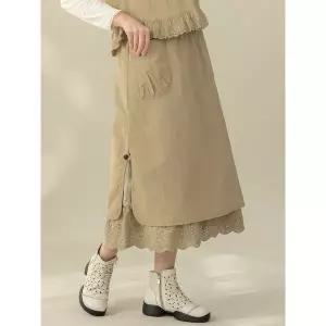 [디얼마미] 레이스 단추 밴딩 스커트 /마담 미시 중년 여성 빅사이즈 40대 50대