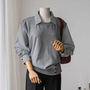 (안나앤플러스) 세렌 니트 레이어드 셔츠[셔츠DR744] 빅사이즈