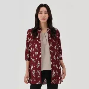 [PAT 여성] 면아사 플라워 프린트 롱 셔츠_1H42509