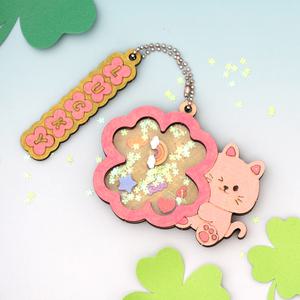 [민화샵] 네잎 클로버 쉐이커 만들기 초등 미술 놀이 재료 키트 고양이 DIY 키링