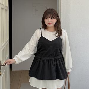 [빅사이즈]이블렛 텐비온 나일론 스트링 셔링 뷔스티에 제이스타일