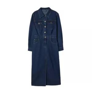 [LAP] AQ3DO861 롱 슬림 트임 데님 긴팔 원피스