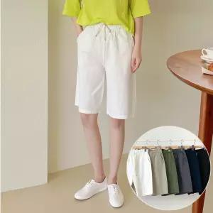 코린 5부 린넨 반바지 7color 남녀공용 3단 사이즈 여름 밴딩 팬츠