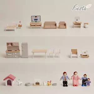 [올리버토이]피에스타 인형의집 패밀리 인형 가구 세트