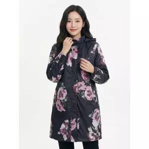 [하프클럽/크로커다일레이디]차콜 플라워 패턴 롱기장 바람막이 점퍼 CLCMJP1