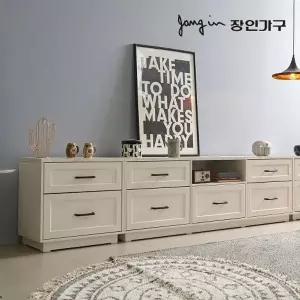 [장인가구]셀리아 화이트 대리석패턴 2400 높은 거실장