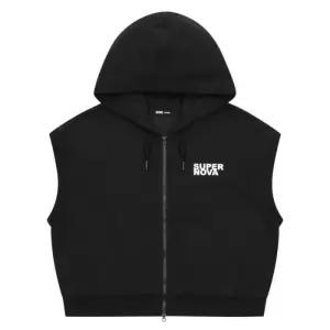 HC12 블랙 크롭 후드 셋업 조끼 블랙 크롭 후드 셋업 조끼 25m0785