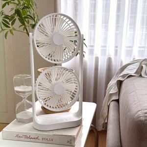 저소음 BLDC 탁상용 무선 충전식 선풍기 개별제어 듀얼팬 캠핑 미니 선풍기