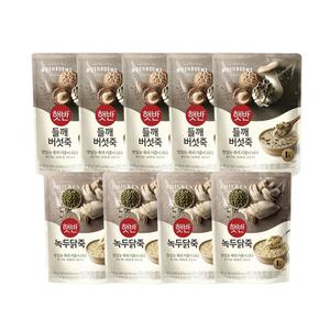 CJ제일제당 햇반죽 파우치죽 들깨버섯죽 420g x5개+녹두닭죽 420g x4개