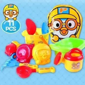 (11pcs) 가방 모래놀이/캐릭터/보트/모래채/모양틀/바다/키카/완구/심리/치료/소근육/발달/물놀이/모래성