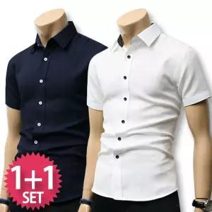 블루포스 멘커스 반팔 남방 2장 세트 베이직 솔리드 셔츠